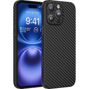 memumi Slim Case for iPhone 16 Pro Carbon Fiber Pattern 0.3 mm Matte Back Cover Compatible with iPhone 16 Pro Ultra Thin Case with Mnimalist Design and Scratch Resistant Black