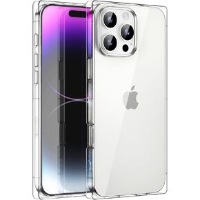 Clear Rectangle Edge Case Compatible with iPhone 16 Pro Max 6.9 inch 2024, Transparent Protective Phone Case Enhanced Corners TPU Cushion, Shock-Absorption Soft Case