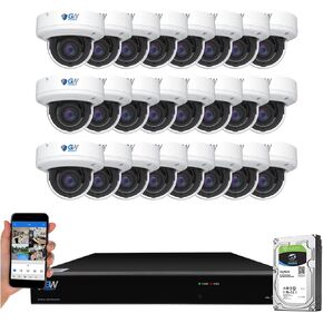 GW Security 32 Channel UltraHD 4K (3840x2160) Motorized Zoom NVR Security Camera System - 24 x 8MP 2.8-12mm 4X Optical Zoom Face Recognition/Human/Car AI Detection Waterproof Microphone IP PoE Cameras