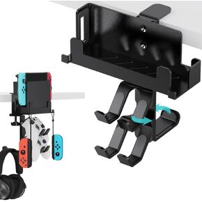 4 in 1 Under Desk Clamp for Nintendo Switch/OLED, Switch Holder Mount with 360° Rotatable Headphone Hanger and Controller Holder, Headset and Controller Stand for PS4, PS5, Xbox, PC