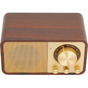 Yunseity Retro Wood Bluetooth Radio, Built in Speakers Portable Speaker, Elegant & Vintage Design Vintage Decor Speaker for Cafes Restaurants Bedroom