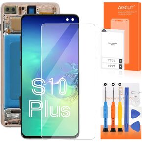 INCELL for Samsung Galaxy S10 Plus Screen Replacement for Samsung S10 Plus LCD Display SM-G975F/DS SM-G975U LCD Digitizer Touch Assembly White with Frame+Installation Video(No Fingerprint)