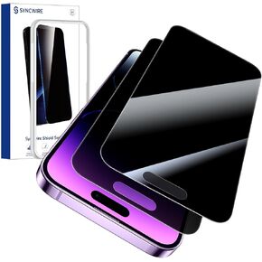 واقي شاشة الخصوصية SYNCWIRE لهاتف iPhone 14 Pro Max مع مجموعة سهلة التركيب، [حماية من الدرجة العسكرية] زجاج مقسى مقاوم للكسر بتغطية كاملة ومضاد للتجسس، 6.7 بوصة [عبوتان] in Kuwait