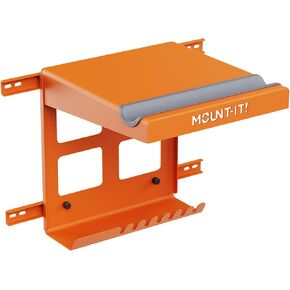 Mount-It! Bike Wall Mount Rack with Shelf and Hooks, Horizontal Indoor Bike Rack Garage Home, Space Saving Wall Mounted Hanger for a Single Road, Mountain or Other Bicycle with Extra Storage, Black