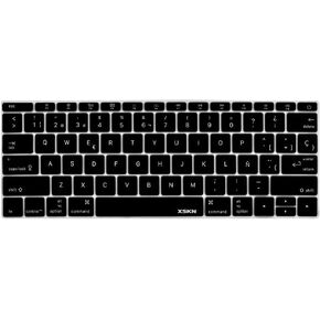 XSKN Spanish Silicone Language Black Keyboard Skin for MacBook 12" with Retina Display A1534 and MacBook 13" A1708 US Layout