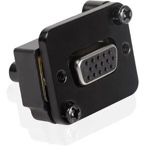QIANRENON DB15 Panel Mount Straight Through Connector VGA Female to Male Panel Socket Converter 3 Row 15 Hole VGA Panel Coupler, Transmits Analog Video Signal 1080P