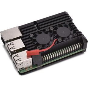 Raspberry Pi 3 Model B+ Aluminum Case with Dual Cooling Fan Metal Shell Black Enclosure Compatible with Raspberry Pi 3 Model B (with Dual Fan)