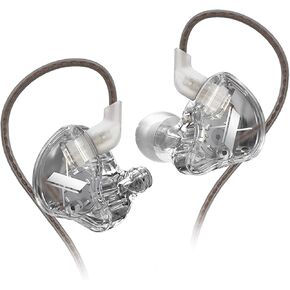 KZ EDX 1DD HIFI iem, KZ Headphones Wired in ear Monitor Earbuds, inears Earphones with Upgraded 10mm Dynamic Driver, Removable Tangle-Free Cable for Gaming Music Video Church (without mic, clear grey)