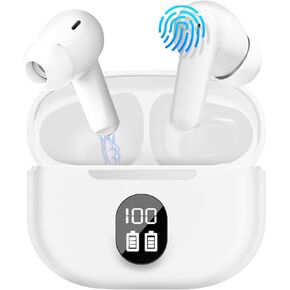 Wireless Earbuds Bluetooth 5.3 Headphones Ear Buds 24H Playback with Mic LED Diaplay Charging Case, IPX7 Waterproof Deep Bass Stereo Earphone for Android/Phone/Samsung/Sports/Laptop Black