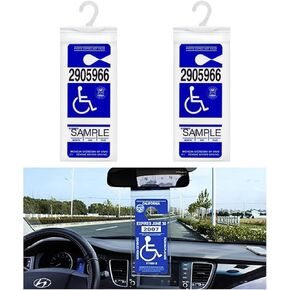 2PCS Portable Handicap Placard Holder, Ultra Transparent Disabled Parking Permit Placard Sleeve Protective Holder Cover with Large PVC Hanger, Holder for Disability Parking (2)