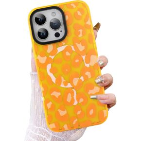 ZIYE Clear Magnetic Case for iPhone 16 Case, Hot Pink Leopard Design [Compatible with MagSafe] Soft TPU Bumper Shockproof Protective for Women Girls Phone Cover