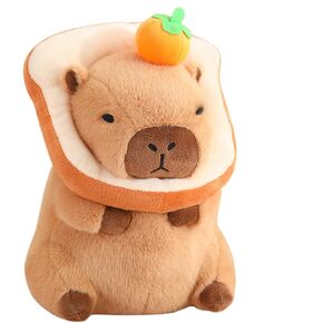 Ditucu Cute Capybara Plush Pillow with Wearable Toast Headwear Kawaii Bread Capybara Stuffed Aniamls Toys Hugging Gifts for Kids 11 inch