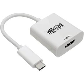 Tripp Lite USB C to HDMI Adapter (M/F), Thunderbolt 3 to HDMI Adapter, Gen 1, 4K HDMI @ 60 Hz, 4:4:4, White (U444-06N-HD4K6W)