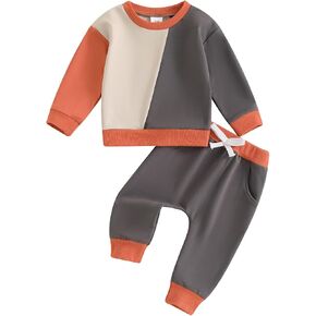 wdehow Toddler Baby Boy Clothes 6 12 18 24 Months Fall Outfits Long Sleeve Sweatshirt Tops Drawstring Pants Set 2T 3T