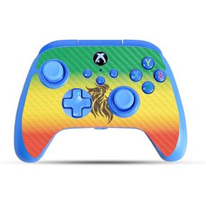 Carbon Fiber Gaming Skin Compatible with PowerA Xbox Series X|S Enhanced Wired Controller - Rasta Lion - Premium 3M Vinyl Protective Wrap Decal Cover | Crafted in The USA by MightySkins