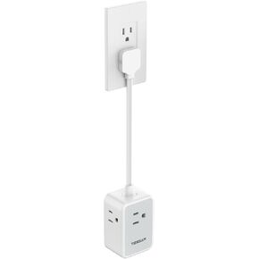 TESSAN Twin Extension Cord 12 FT, Double Ended Flat Plug Surge Protector Power Strip, 3 Non Blocking Outlets 6 Feet Power Splitter Each Side, Dual Split Outlet Extension for Home Office Dorm Room