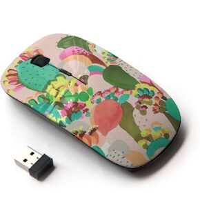 [ Optical 2.4G Wireless Mouse [ Cactus Painting Colorful Mexico Art ]