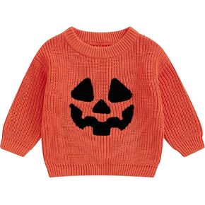 Toddler Baby Girl Boy Halloween Sweater Cute Pumpkin Oversized Sweatshirt 2024 Warm Tops Infant Fall Winter Clothes