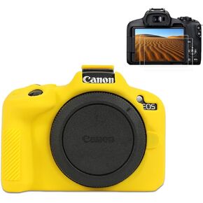Pocoukate Case for Canon EOS R50 Camera, Soft Silicone Protective Cover Skin with EOS R50 Screen Protector Accessories for Canon EOS R50 Mirrorless Camera Silicone Case - White