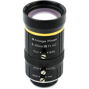 Waveshare Industrial Zoom Lens 8-50mm Adjustable Focal Length with Adjustable Angle of View C-Mount Compatible with Raspberry Pi HQ Camera