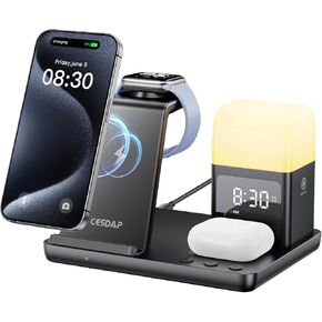 3 in 1 Charging Station for Multiple Devices with Light 18W Charger for iPhone 15/14/13/12/11 for Apple Watch Charger for AirPods 3/2/Pro