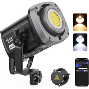 ULANZI V-Mount LED Video Light COB Continuous Output Lighting, 200W Bi Color COB Bowens Mount Photography Fill Light with APP Control Studio Light