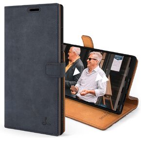 Snakehive Samsung Galaxy S22 Ultra Leather Case | Genuine Leather Wallet Phone Case with Card Holder | Flip Folio Case/Cover with Stand | Compatible with Samsung Galaxy S22 Ultra | (Brown)