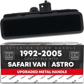 T1A Exterior Door Handles for Front Driver and Passenger Side Replacement for 1992-2005 Chevrolet Astro Van and GMC Safari, Smooth Black Finish Outside Handle Set