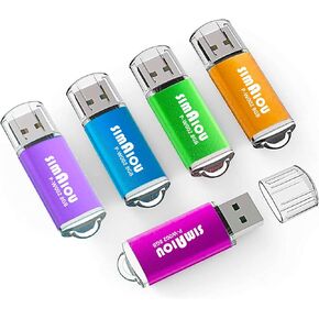 5PCS Multicoloured Memory Stick Metal Jump Drive USB 2.0 Ultra USB Flash Drives Thumb Drives Memory Stick with LED Light (Multicoloured（5 Pack） USB2.0, 8GB)