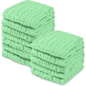 Viviland Baby Muslin Washcloths 12 Pack for Baby's Sensitive Skin, 6-Layer Cotton Bath Towel, Soft Newborn Baby Face Wipes, Great Shower Gift, 12 x 12 inches in Kuwait
