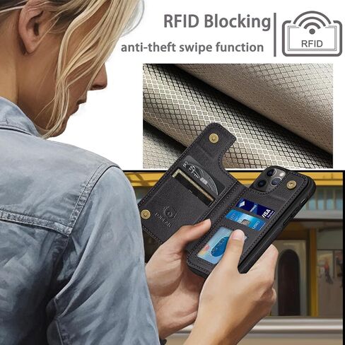 for iPhone 11 6.1" Phone case[Compatible with magsafe][RFID Blocking Leather][Magnetic 2-in-1 Detachable][Back Flip Folio Wallet Cases] Shockproof Men Women Cover for Apple 11 Black in Saudi Arabia