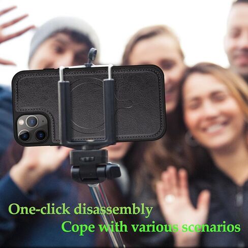for iPhone 11 6.1" Phone case[Compatible with magsafe][RFID Blocking Leather][Magnetic 2-in-1 Detachable][Back Flip Folio Wallet Cases] Shockproof Men Women Cover for Apple 11 Black in Saudi Arabia