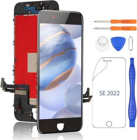 Yodoit for iPhone SE 2022/3 Screen Replacement Touch Digitizer LCD Display Full Assembly Digitizer and Repair Tool Kit, Protector Model A2783, A2595, A2785 Black in Kuwait
