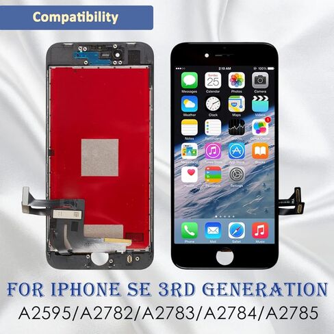 Yodoit for iPhone SE 2022/3 Screen Replacement Touch Digitizer LCD Display Full Assembly Digitizer and Repair Tool Kit, Protector Model A2783, A2595, A2785 Black in Kuwait