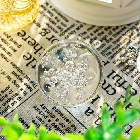 كرة شفافة كريستال جالاكسي مقاس 2.4 بوصة (60 مم)، كرة فنغشوي زجاجية ثقالة الورق بما في ذلك حامل فضي لتزيين المنزل in Kuwait