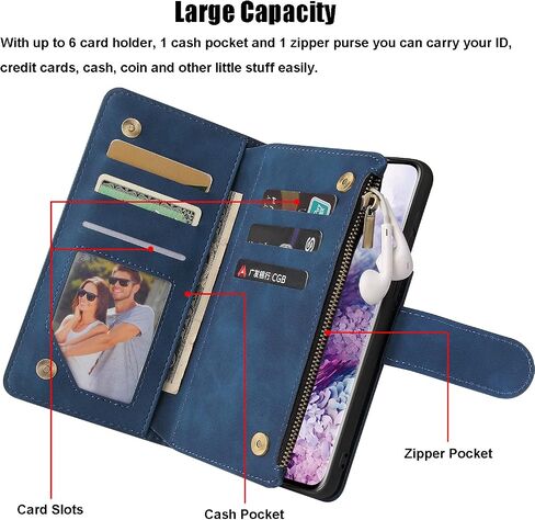QLTYPRI Wallet Case for Samsung Galaxy A15 4G/5G, Premium Vintage PU Leather Zipper Pocket Case with Card Holder Slots Magnetic Closure Kickstand Wrist Strap Shockproof Flip Folio Case - Coffee in Saudi Arabia