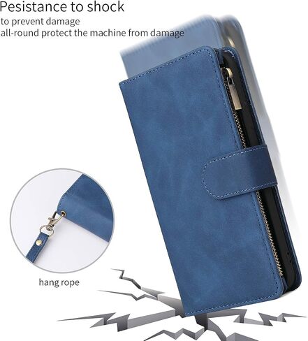 QLTYPRI Wallet Case for Samsung Galaxy A15 4G/5G, Premium Vintage PU Leather Zipper Pocket Case with Card Holder Slots Magnetic Closure Kickstand Wrist Strap Shockproof Flip Folio Case - Coffee in Saudi Arabia
