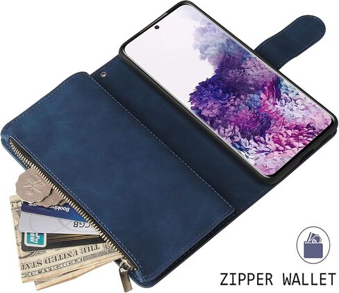 QLTYPRI Wallet Case for Samsung Galaxy A15 4G/5G, Premium Vintage PU Leather Zipper Pocket Case with Card Holder Slots Magnetic Closure Kickstand Wrist Strap Shockproof Flip Folio Case - Coffee in Saudi Arabia