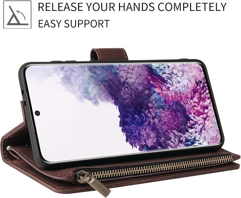 QLTYPRI Wallet Case for Samsung Galaxy A15 4G/5G, Premium Vintage PU Leather Zipper Pocket Case with Card Holder Slots Magnetic Closure Kickstand Wrist Strap Shockproof Flip Folio Case - Coffee in Saudi Arabia
