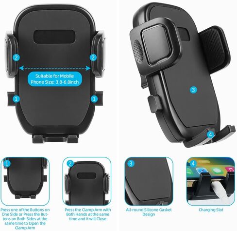 2 in 1 Car Phone Holder, 1 Pack Cup Holder Extender for Car with Adjustable Extender Gooseneck Base, 360° Rotating Universal Cup Holder Compatible with All 4-7 in Cell Phones in Saudi Arabia