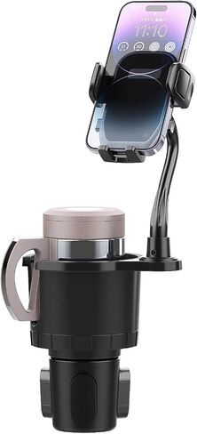 2 in 1 Car Phone Holder, 1 Pack Cup Holder Extender for Car with Adjustable Extender Gooseneck Base, 360° Rotating Universal Cup Holder Compatible with All 4-7 in Cell Phones in Saudi Arabia