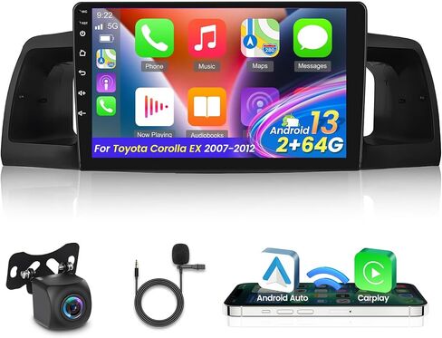 [2+64G] Android 13 Car Radio for Toyota Corolla EX 2007-2012 - Wireless Carplay and Android Auto - 9 Inch Touchscreen Car Stereo with WiFi/GPS Navigation/Multiple UI + AHD Backup Camera in Saudi Arabia