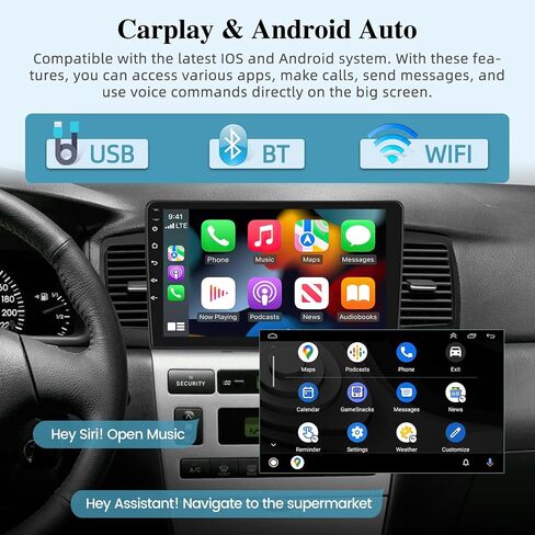 [2+64G] Android 13 Car Radio for Toyota Corolla EX 2007-2012 - Wireless Carplay and Android Auto - 9 Inch Touchscreen Car Stereo with WiFi/GPS Navigation/Multiple UI + AHD Backup Camera in Saudi Arabia