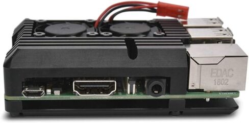 Raspberry Pi 3 Model B+ حافظة ألومنيوم مع مروحة تبريد مزدوجة وغطاء معدني أسود متوافق مع Raspberry Pi 3 Model B (مع مروحة مزدوجة) in Kuwait