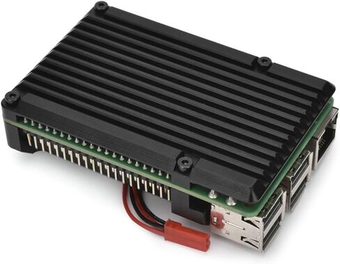 Raspberry Pi 3 Model B+ حافظة ألومنيوم مع مروحة تبريد مزدوجة وغطاء معدني أسود متوافق مع Raspberry Pi 3 Model B (مع مروحة مزدوجة) in Kuwait
