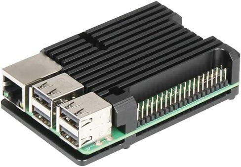 Raspberry Pi 3 Model B+ حافظة ألومنيوم مع مروحة تبريد مزدوجة وغطاء معدني أسود متوافق مع Raspberry Pi 3 Model B (مع مروحة مزدوجة) in Kuwait