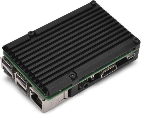Raspberry Pi 3 Model B+ حافظة ألومنيوم مع مروحة تبريد مزدوجة وغطاء معدني أسود متوافق مع Raspberry Pi 3 Model B (مع مروحة مزدوجة) in Kuwait