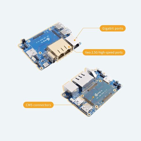 لوحة حامل Orange Pi CM5 مع منافذ LAN 2×2.5G، 1×منفذ Gigabit LAN، 3×موصلات CM5 قياسية، 4×منافذ كاميرا، HDMI وUSB، لوحة قاعدة CM5 متوافقة مع لوحة Orange Pi CM5 الأساسية in Saudi Arabia