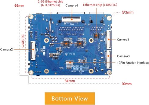 لوحة حامل Orange Pi CM5 مع منافذ LAN 2×2.5G، 1×منفذ Gigabit LAN، 3×موصلات CM5 قياسية، 4×منافذ كاميرا، HDMI وUSB، لوحة قاعدة CM5 متوافقة مع لوحة Orange Pi CM5 الأساسية in Saudi Arabia