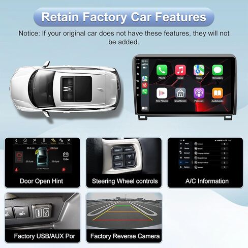 5GWiFi ترقية راديو ستيريو للسيارة تويوتا تندرا 2007-2013 تويوتا سيكويا 2008-2018 - Carplay اللاسلكي ونظام تحديد المواقع العالمي للملاحة التلقائي - 4 جيجابايت + 32 جيجابايت 10.2 بوصة تعمل باللمس بلوتوث RDS FM SWC in Kuwait